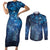 Matariki New Zealand Maori Silver Fern Couples Matching Short Sleeve Bodycon Dress and Long Sleeve Button Shirt Galaxy Blue Sky Style