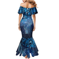 Matariki New Zealand Maori Silver Fern Family Matching Mermaid Dress and Hawaiian Shirt Galaxy Blue Sky Style