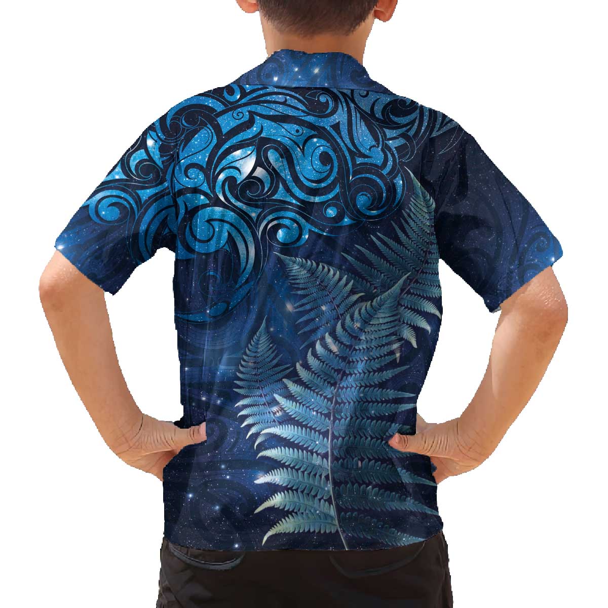 Matariki New Zealand Maori Silver Fern Family Matching Off The Shoulder Long Sleeve Dress and Hawaiian Shirt Galaxy Blue Sky Style