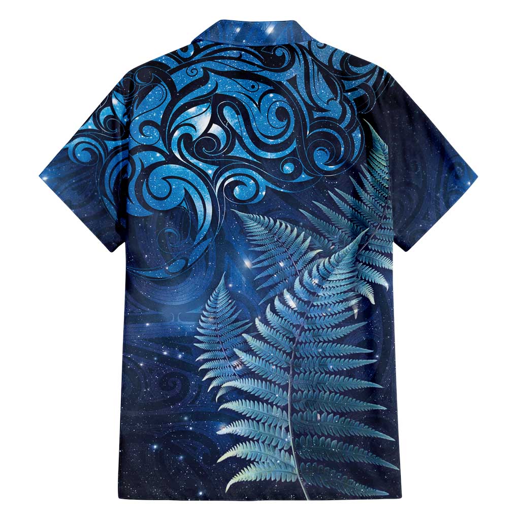 Matariki New Zealand Maori Silver Fern Family Matching Off Shoulder Short Dress and Hawaiian Shirt Galaxy Blue Sky Style