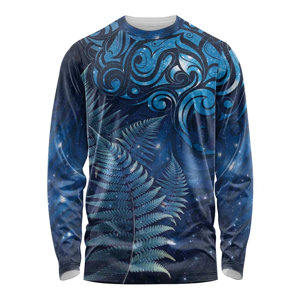 Matariki New Zealand Maori Silver Fern Long Sleeve Shirt Galaxy Blue Sky Style