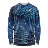 Matariki New Zealand Maori Silver Fern Long Sleeve Shirt Galaxy Blue Sky Style