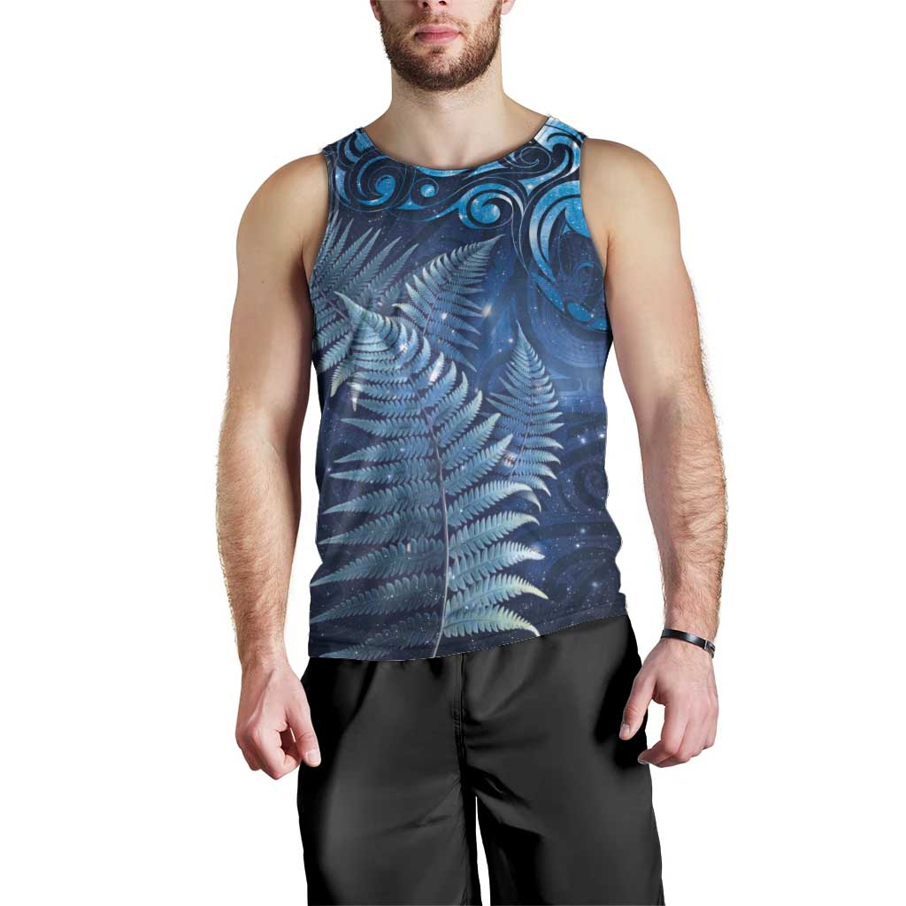 Matariki New Zealand Maori Silver Fern Men Tank Top Galaxy Blue Sky Style