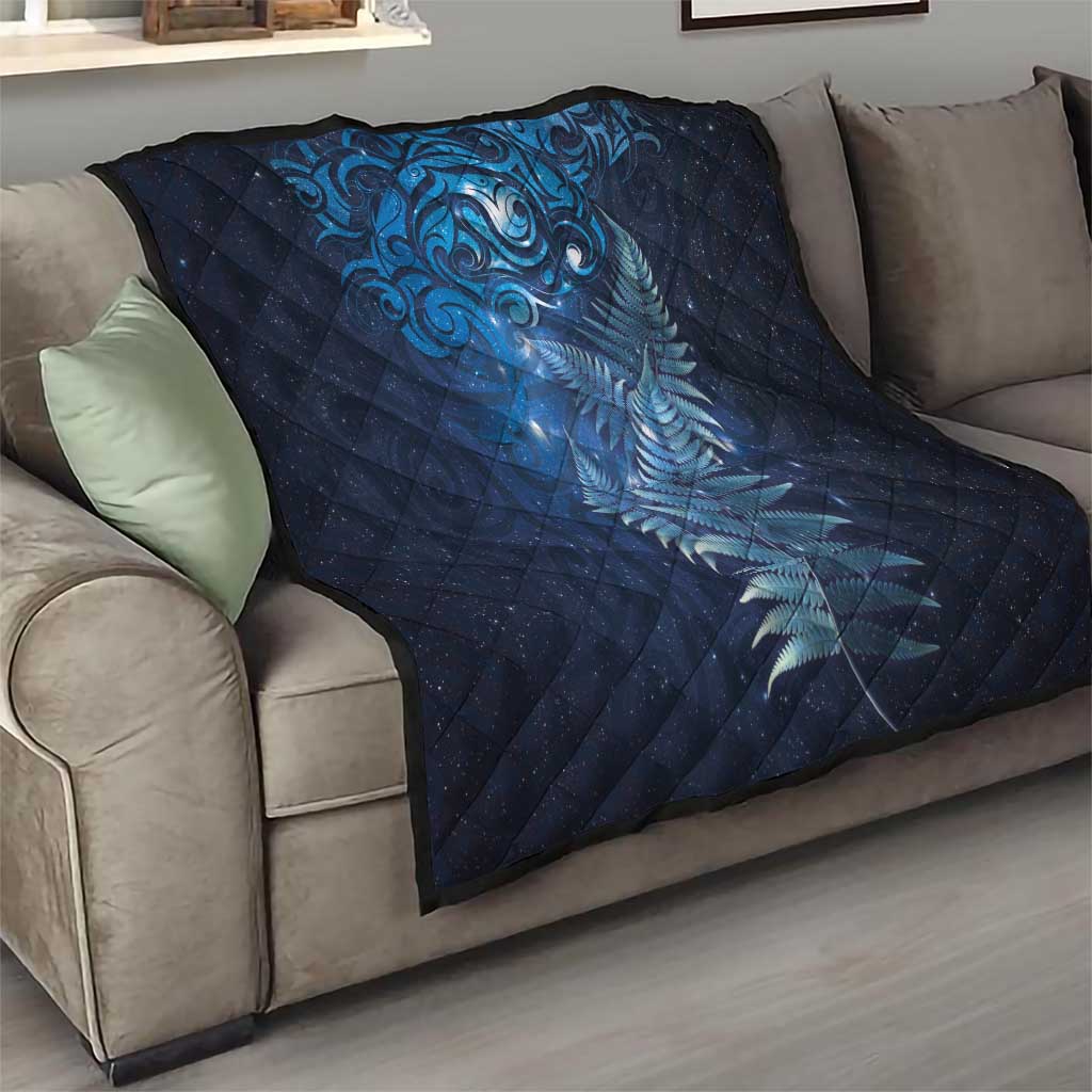 Matariki New Zealand Maori Silver Fern Quilt Galaxy Blue Sky Style