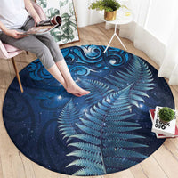 Matariki New Zealand Maori Silver Fern Round Carpet Galaxy Blue Sky Style