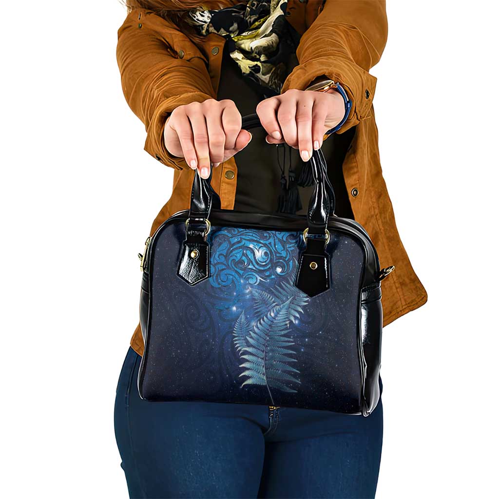 Matariki New Zealand Maori Silver Fern Shoulder Handbag Galaxy Blue Sky Style LT03 One Size Blue - Polynesian Pride