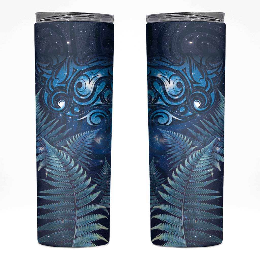 Matariki New Zealand Maori Silver Fern Skinny Tumbler Galaxy Blue Sky Style