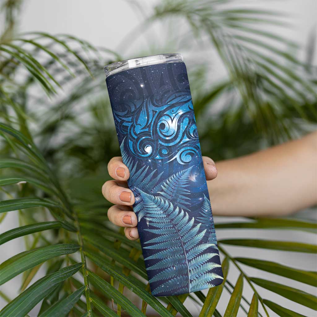 Matariki New Zealand Maori Silver Fern Skinny Tumbler Galaxy Blue Sky Style