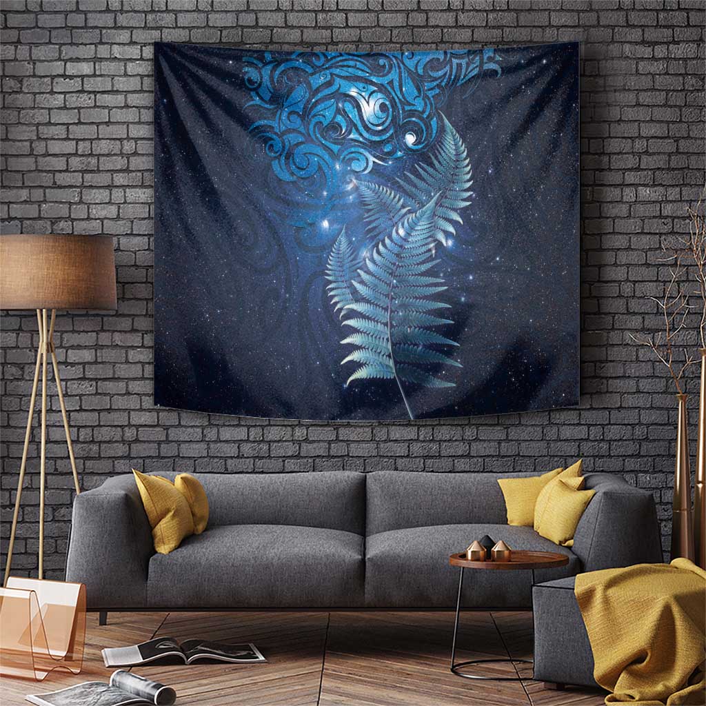 Matariki New Zealand Maori Silver Fern Tapestry Galaxy Blue Sky Style LT03 Blue - Polynesian Pride