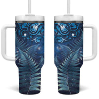 Matariki New Zealand Maori Silver Fern Tumbler With Handle Galaxy Blue Sky Style