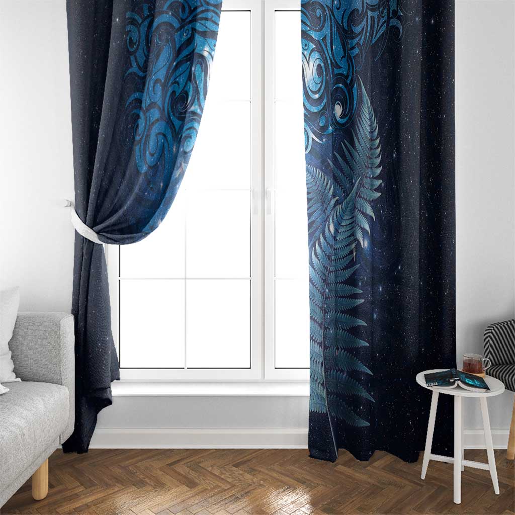 Matariki New Zealand Maori Silver Fern Window Curtain Galaxy Blue Sky Style