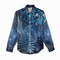Matariki New Zealand Maori Silver Fern Women Casual Shirt Galaxy Blue Sky Style