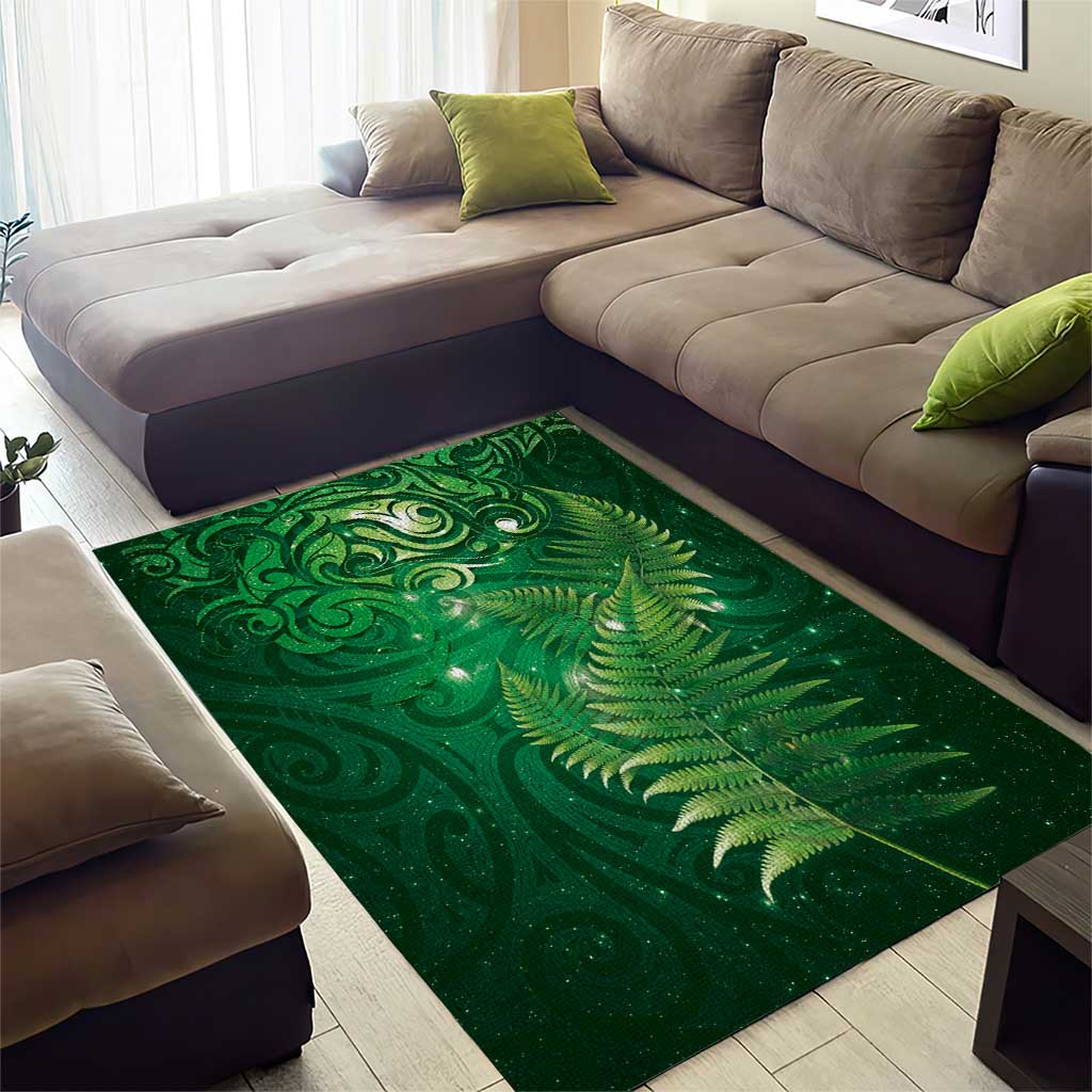 Matariki New Zealand Maori Silver Fern Area Rug Galaxy Green Sky Style