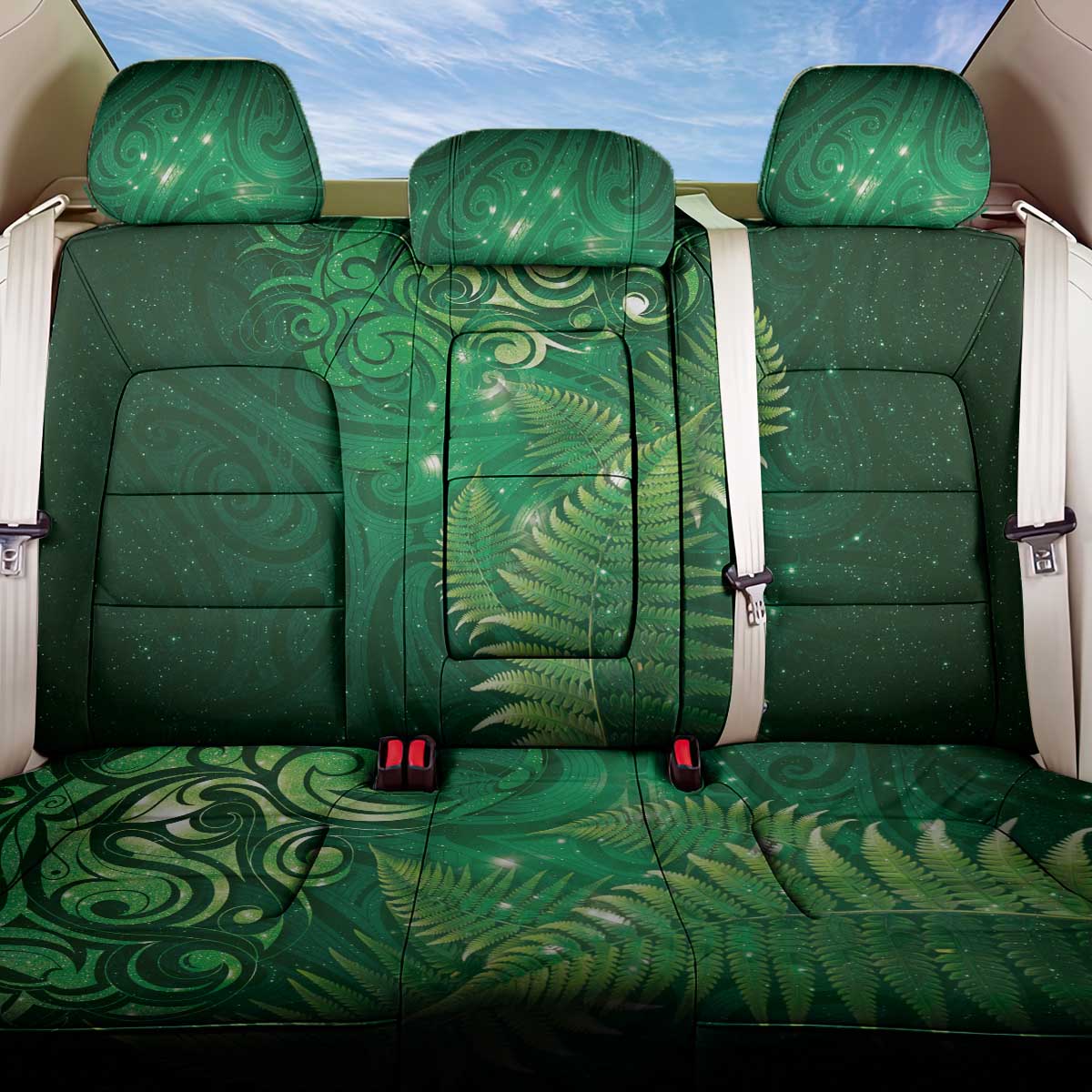 Matariki New Zealand Maori Silver Fern Back Car Seat Cover Galaxy Green Sky Style