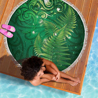 Matariki New Zealand Maori Silver Fern Beach Blanket Galaxy Green Sky Style