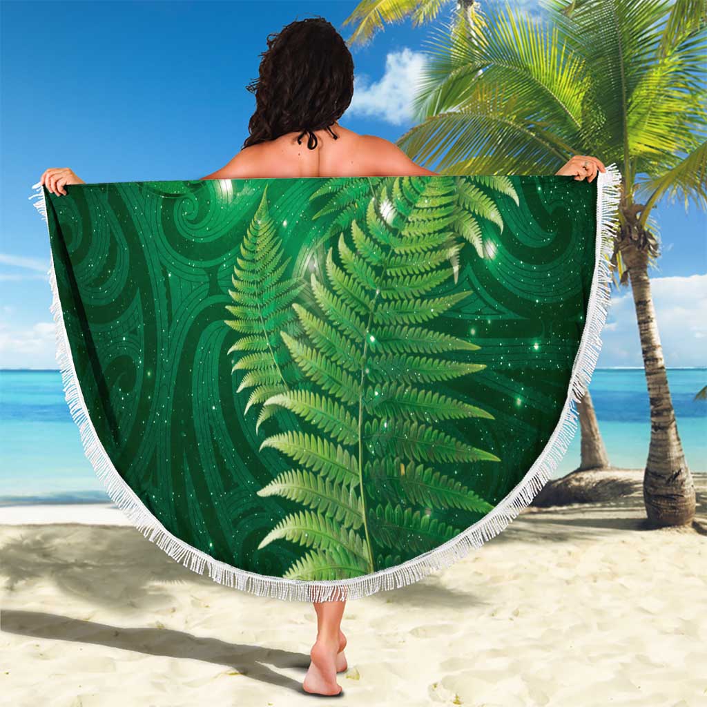 Matariki New Zealand Maori Silver Fern Beach Blanket Galaxy Green Sky Style