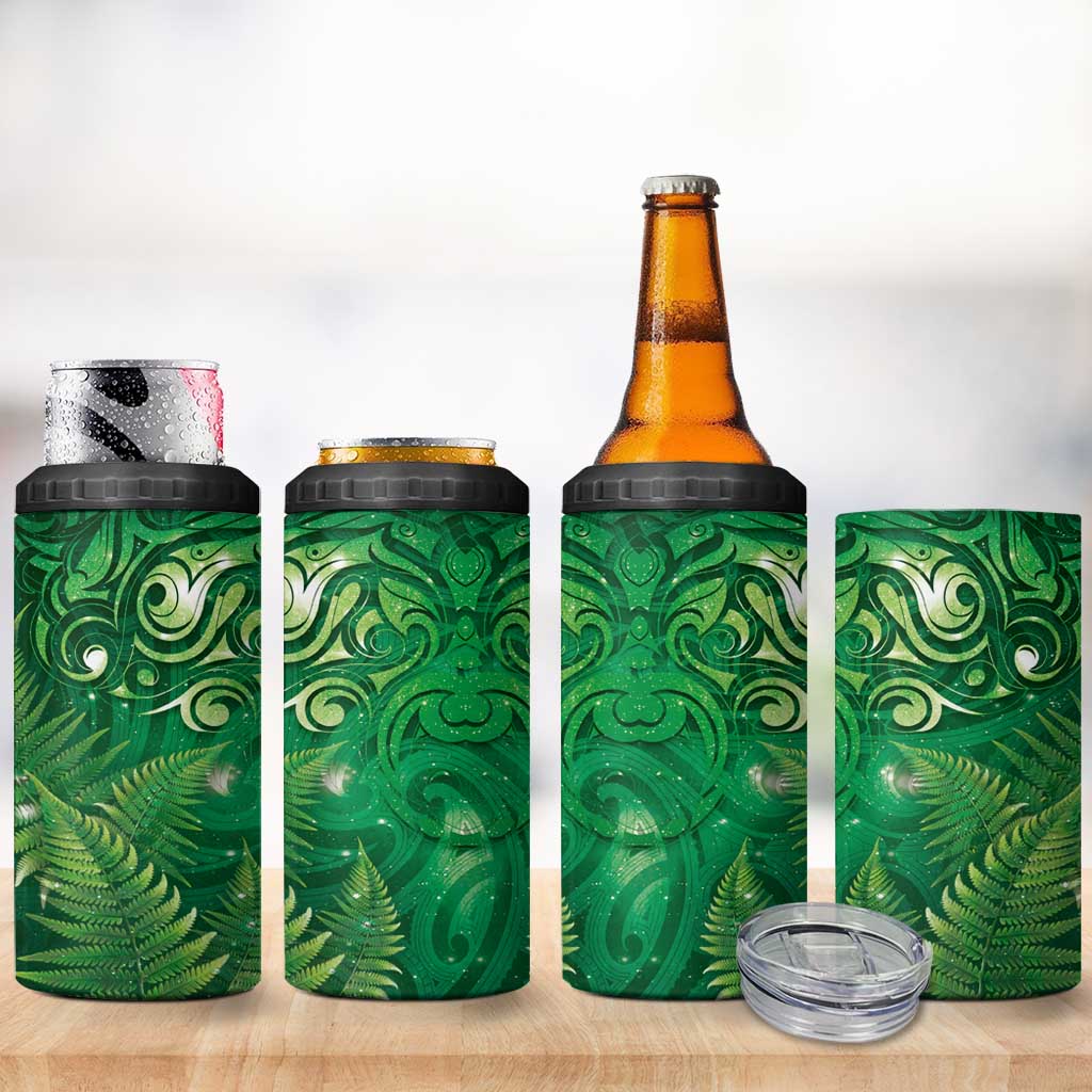 Matariki New Zealand Maori Silver Fern 4 in 1 Can Cooler Tumbler Galaxy Green Sky Style