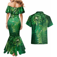 Matariki New Zealand Maori Silver Fern Couples Matching Mermaid Dress and Hawaiian Shirt Galaxy Green Sky Style