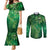 Matariki New Zealand Maori Silver Fern Couples Matching Mermaid Dress and Long Sleeve Button Shirt Galaxy Green Sky Style