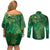 Matariki New Zealand Maori Silver Fern Couples Matching Off Shoulder Short Dress and Long Sleeve Button Shirt Galaxy Green Sky Style
