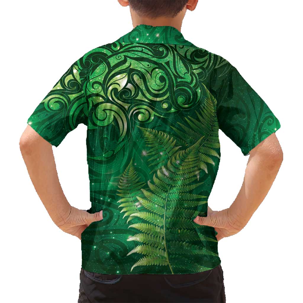 Matariki New Zealand Maori Silver Fern Family Matching Puletasi and Hawaiian Shirt Galaxy Green Sky Style