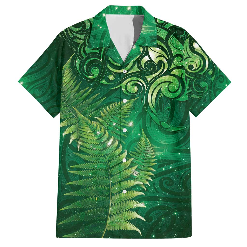 Matariki New Zealand Maori Silver Fern Family Matching Short Sleeve Bodycon Dress and Hawaiian Shirt Galaxy Green Sky Style