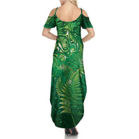 Matariki New Zealand Maori Silver Fern Family Matching Summer Maxi Dress and Hawaiian Shirt Galaxy Green Sky Style