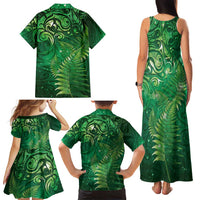 Matariki New Zealand Maori Silver Fern Family Matching Tank Maxi Dress and Hawaiian Shirt Galaxy Green Sky Style
