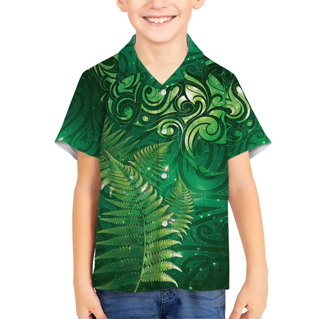 Matariki New Zealand Maori Silver Fern Hawaiian Shirt Galaxy Green Sky Style LT03 - Polynesian Pride