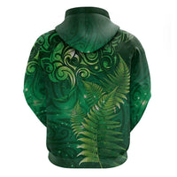 Matariki New Zealand Maori Silver Fern Hoodie Galaxy Green Sky Style