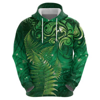 Matariki New Zealand Maori Silver Fern Hoodie Galaxy Green Sky Style