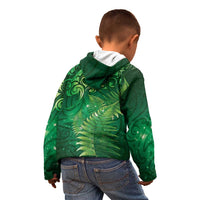 Matariki New Zealand Maori Silver Fern Kid Hoodie Galaxy Green Sky Style