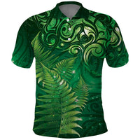 Matariki New Zealand Maori Silver Fern Polo Shirt Galaxy Green Sky Style