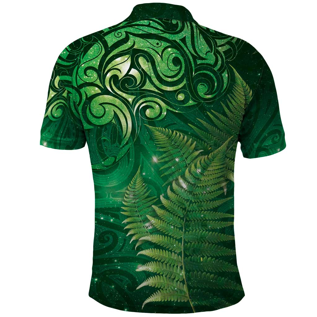 Matariki New Zealand Maori Silver Fern Polo Shirt Galaxy Green Sky Style