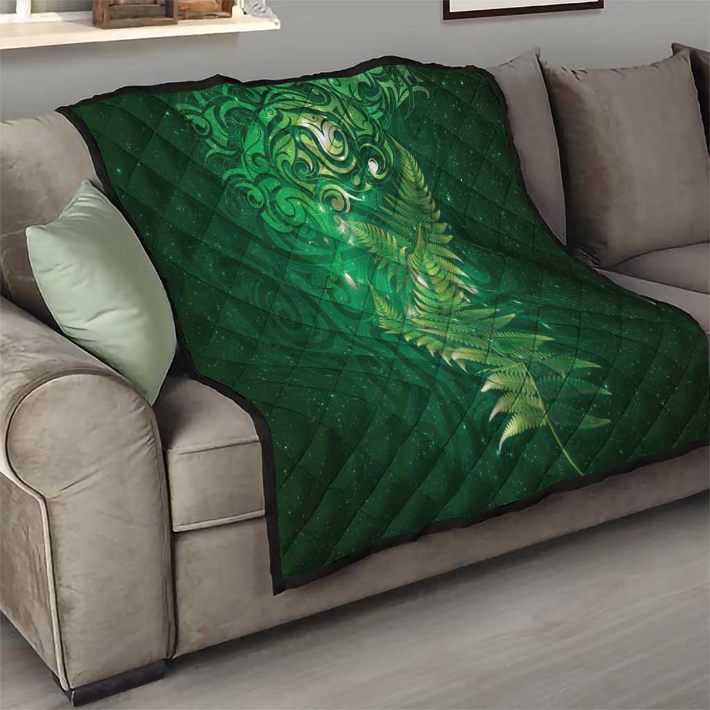 Matariki New Zealand Maori Silver Fern Quilt Galaxy Green Sky Style
