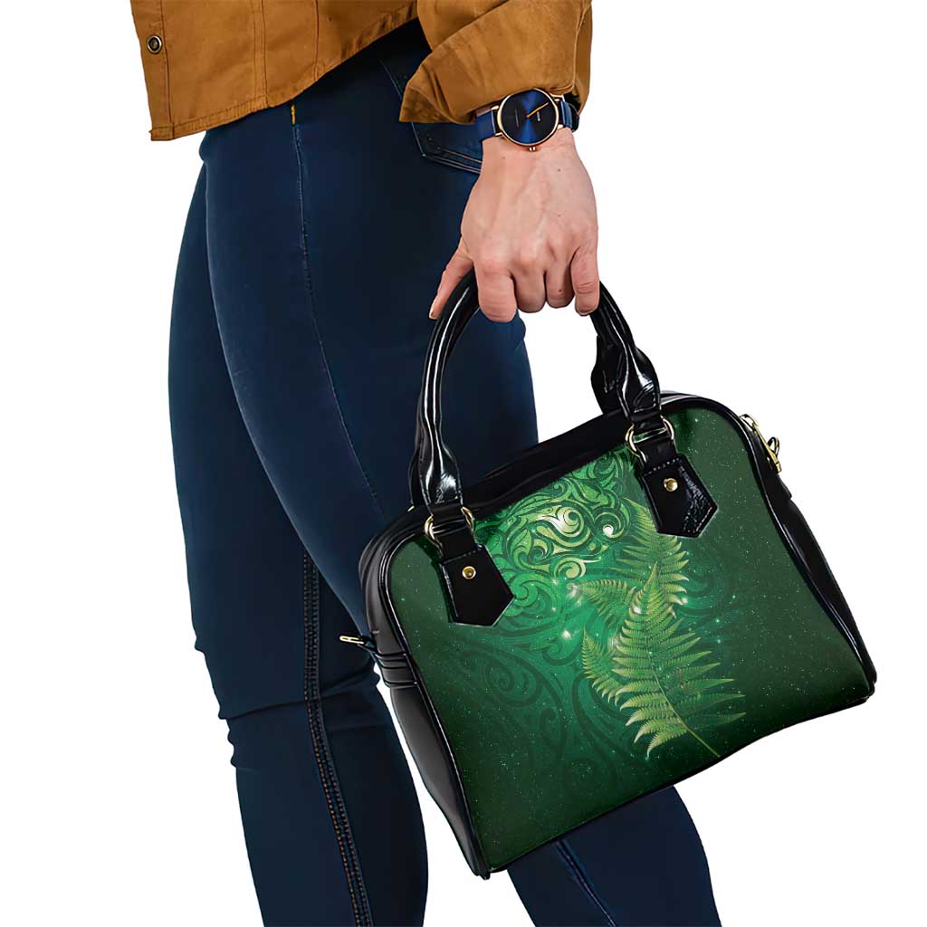 Matariki New Zealand Maori Silver Fern Shoulder Handbag Galaxy Green Sky Style