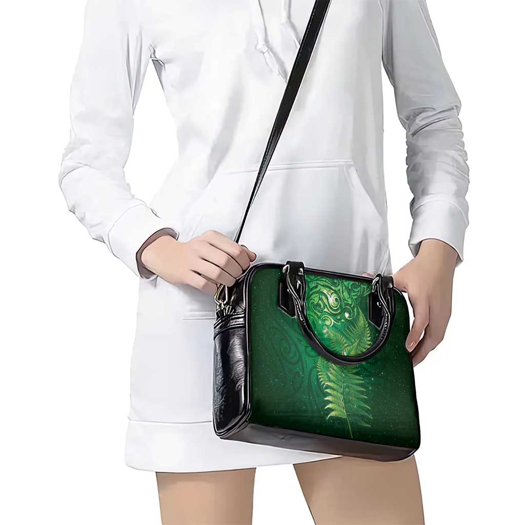 Matariki New Zealand Maori Silver Fern Shoulder Handbag Galaxy Green Sky Style