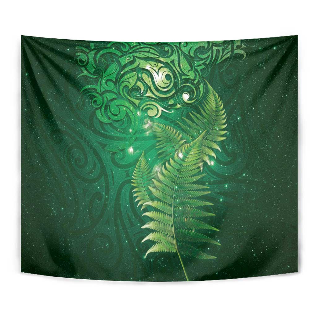 Matariki New Zealand Maori Silver Fern Tapestry Galaxy Green Sky Style