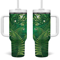 Matariki New Zealand Maori Silver Fern Tumbler With Handle Galaxy Green Sky Style