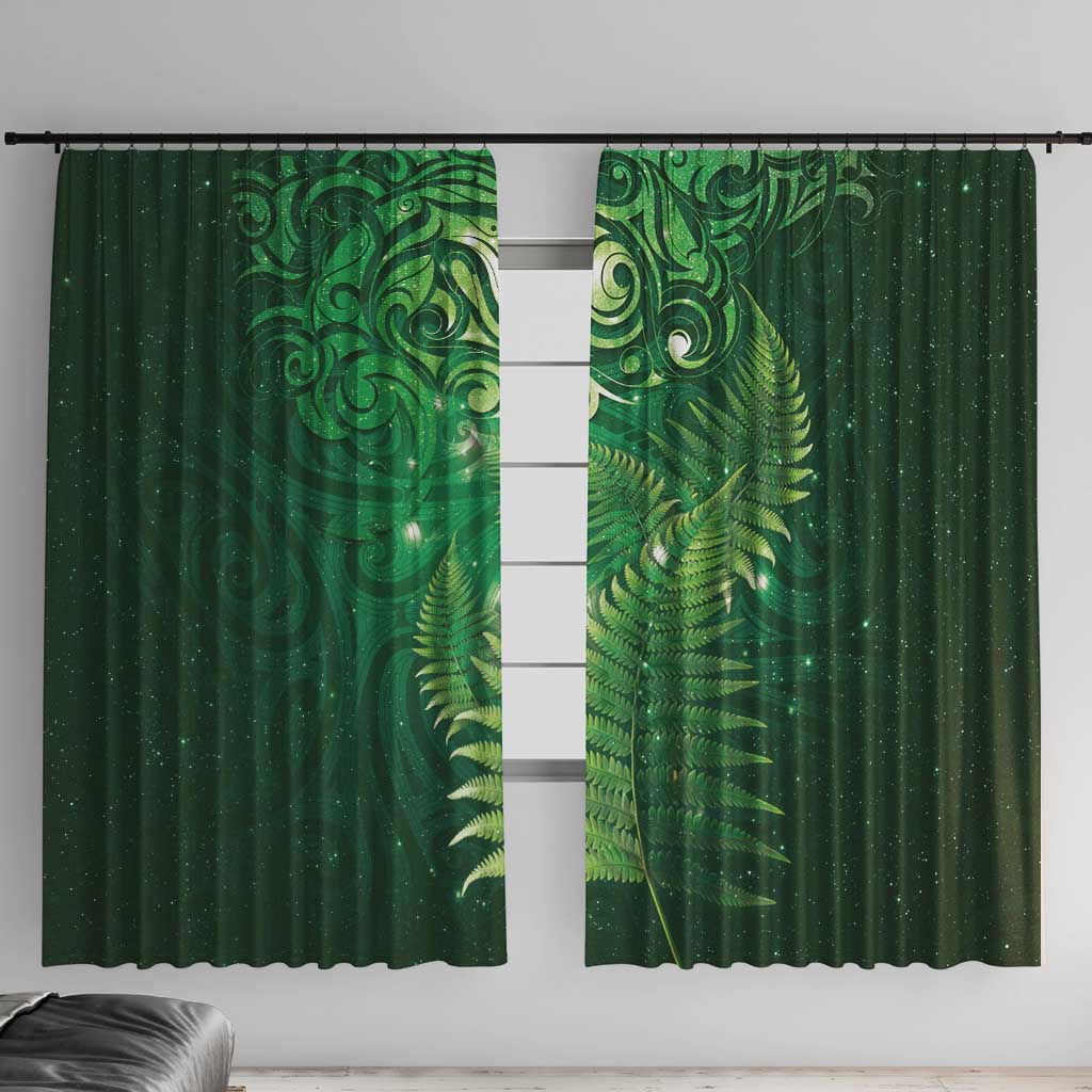 Matariki New Zealand Maori Silver Fern Window Curtain Galaxy Green Sky Style