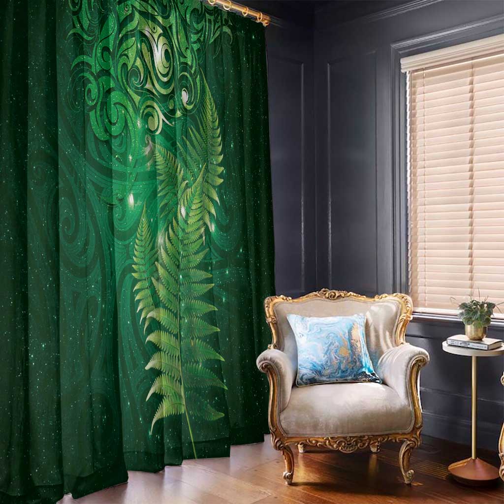 Matariki New Zealand Maori Silver Fern Window Curtain Galaxy Green Sky Style