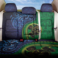 New Zealand Matariki Fern Frond Koru Back Car Seat Cover with Galaxy Blue Sky and Green Paua Shell Art