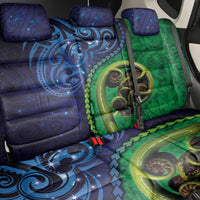 New Zealand Matariki Fern Frond Koru Back Car Seat Cover with Galaxy Blue Sky and Green Paua Shell Art