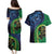 New Zealand Matariki Fern Frond Koru Couples Matching Puletasi and Hawaiian Shirt with Galaxy Blue Sky and Green Paua Shell Art
