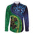 New Zealand Matariki Fern Frond Koru Family Matching Mermaid Dress and Hawaiian Shirt with Galaxy Blue Sky and Green Paua Shell Art