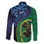 New Zealand Matariki Fern Frond Koru Family Matching Tank Maxi Dress and Hawaiian Shirt with Galaxy Blue Sky and Green Paua Shell Art