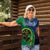 New Zealand Matariki Fern Frond Koru Women Polo Shirt with Galaxy Blue Sky and Green Paua Shell Art