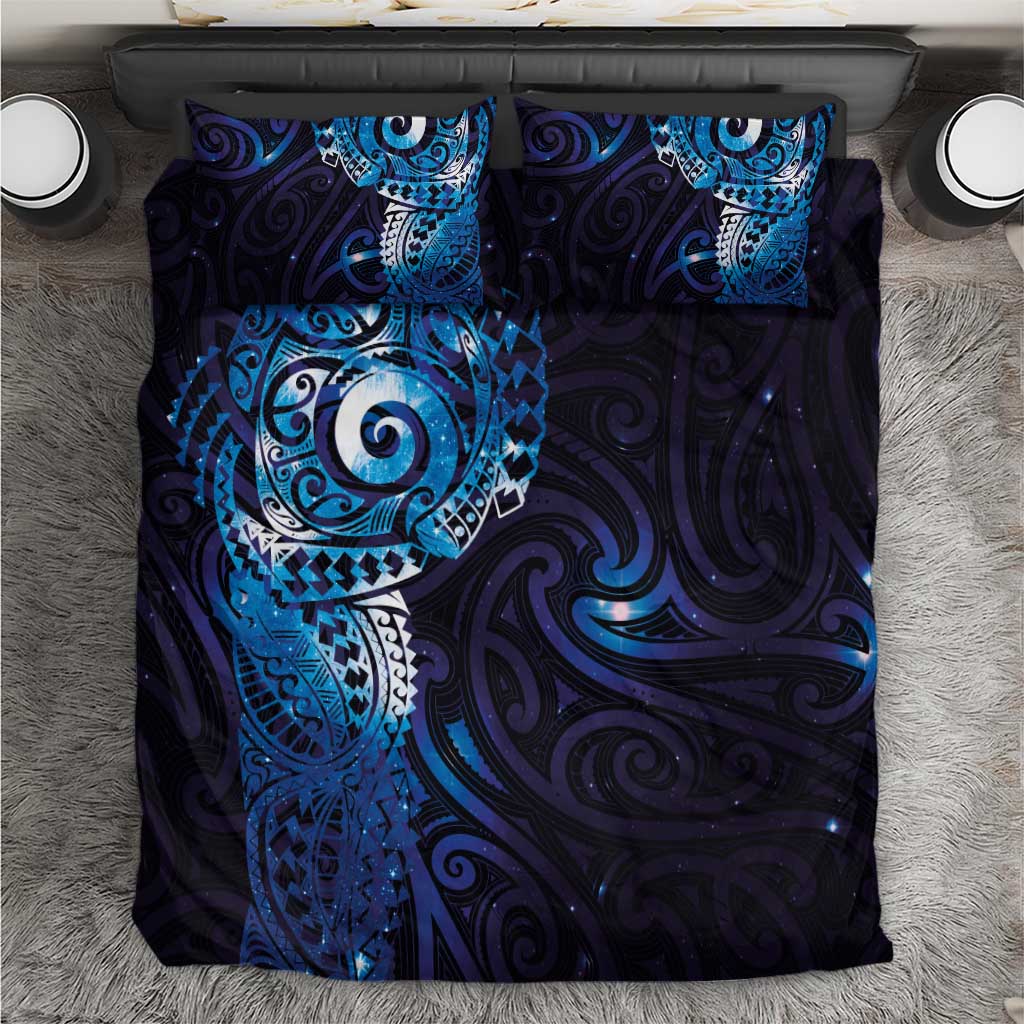 Matariki New Zealand Maori Koru Art Tattoo Bedding Set New Year Galaxy Blue Sky Style