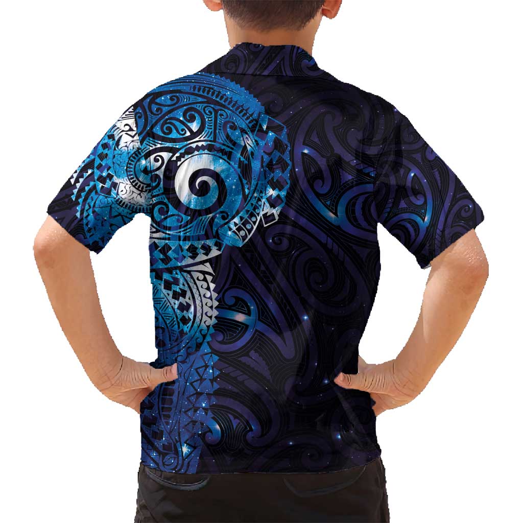 Matariki New Zealand Maori Koru Art Tattoo Family Matching Long Sleeve Bodycon Dress and Hawaiian Shirt New Year Galaxy Blue Sky Style
