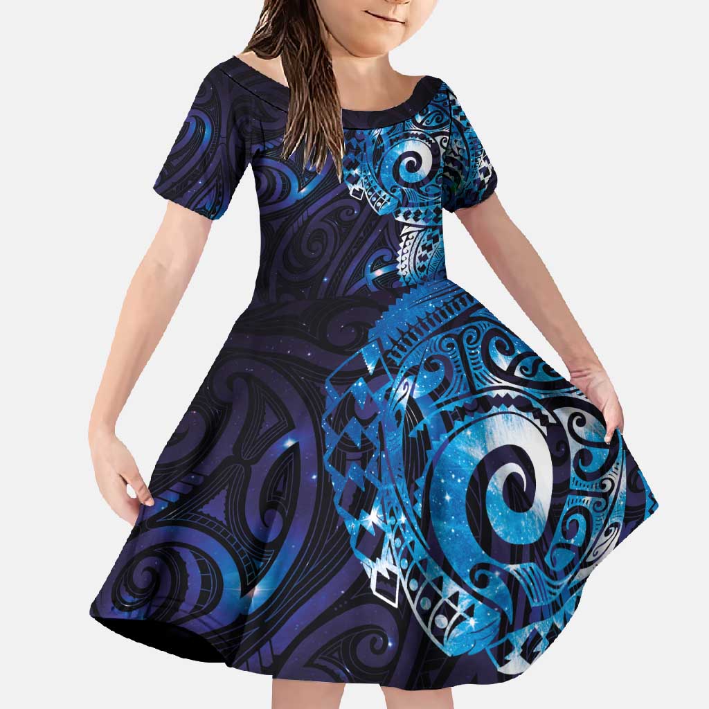 Matariki New Zealand Maori Koru Art Tattoo Family Matching Mermaid Dress and Hawaiian Shirt New Year Galaxy Blue Sky Style